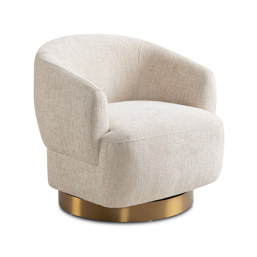 Liam Swivel Accent Chair: Ivory Fabric